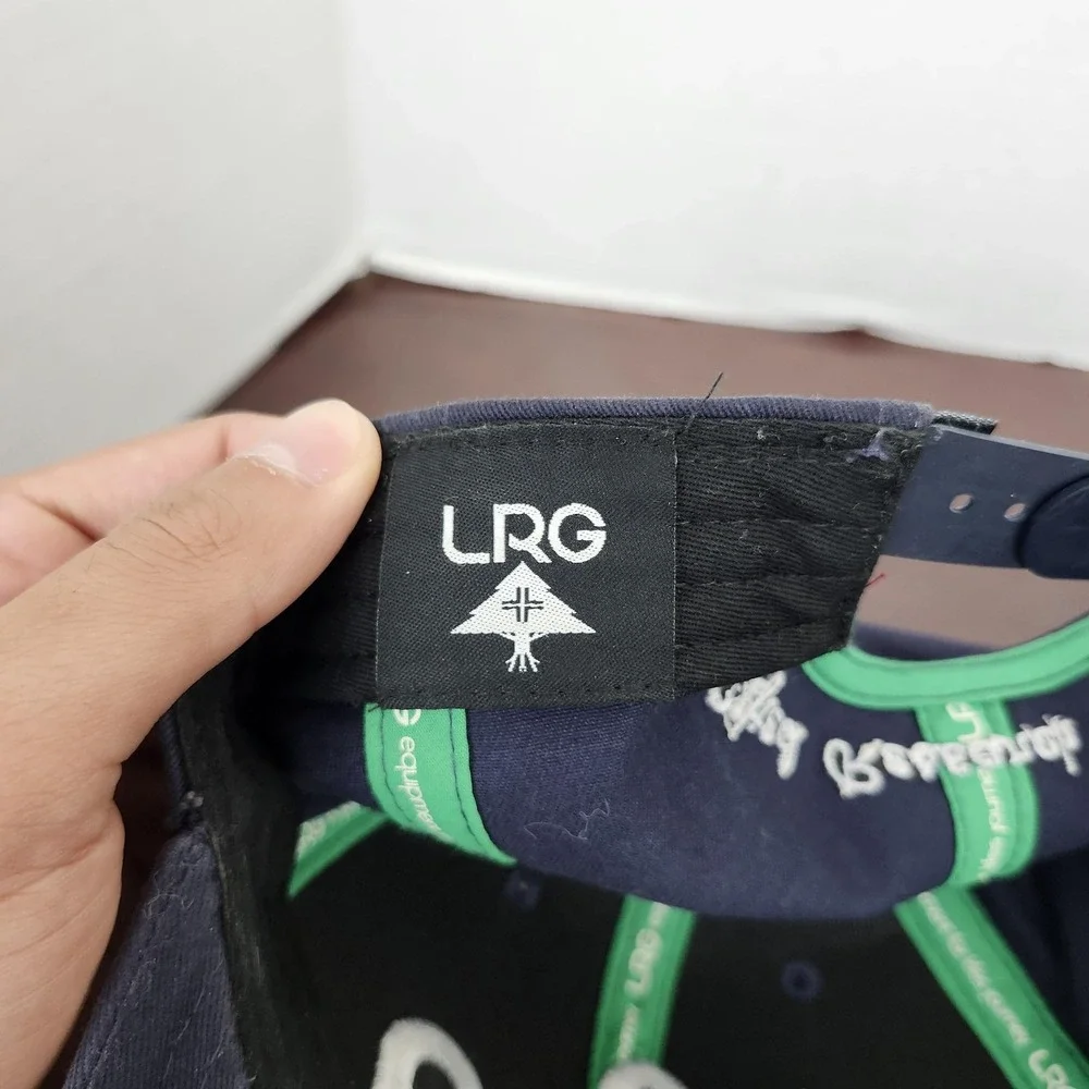 LRG Hat Cap Snap Back Mens One Size Blue Script Logo Baseball Streetwear